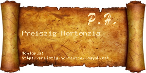 Preiszig Hortenzia névjegykártya